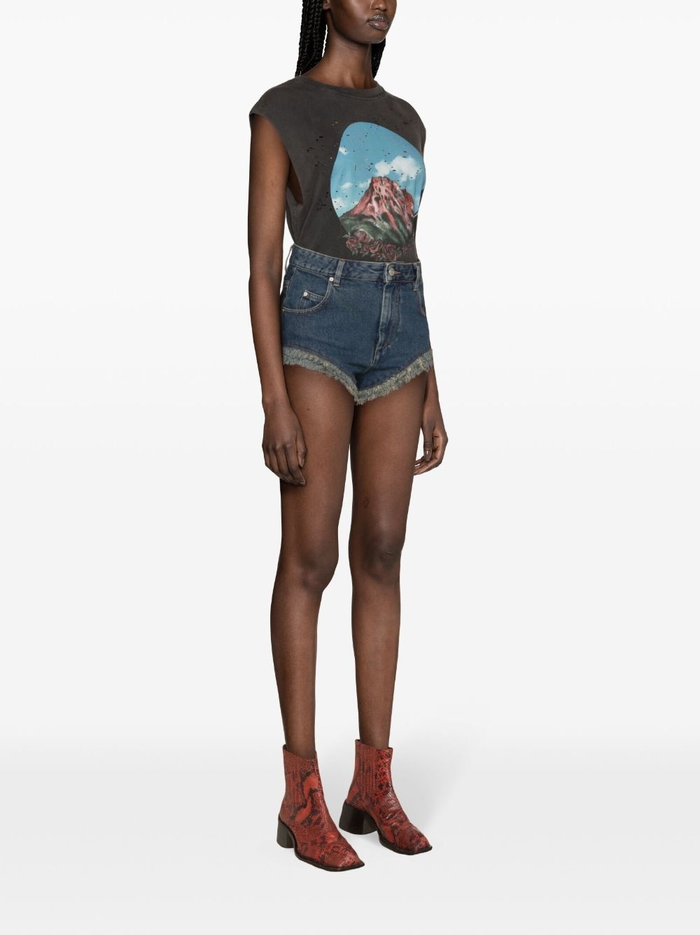 Eneidao frayed denim shorts - 3