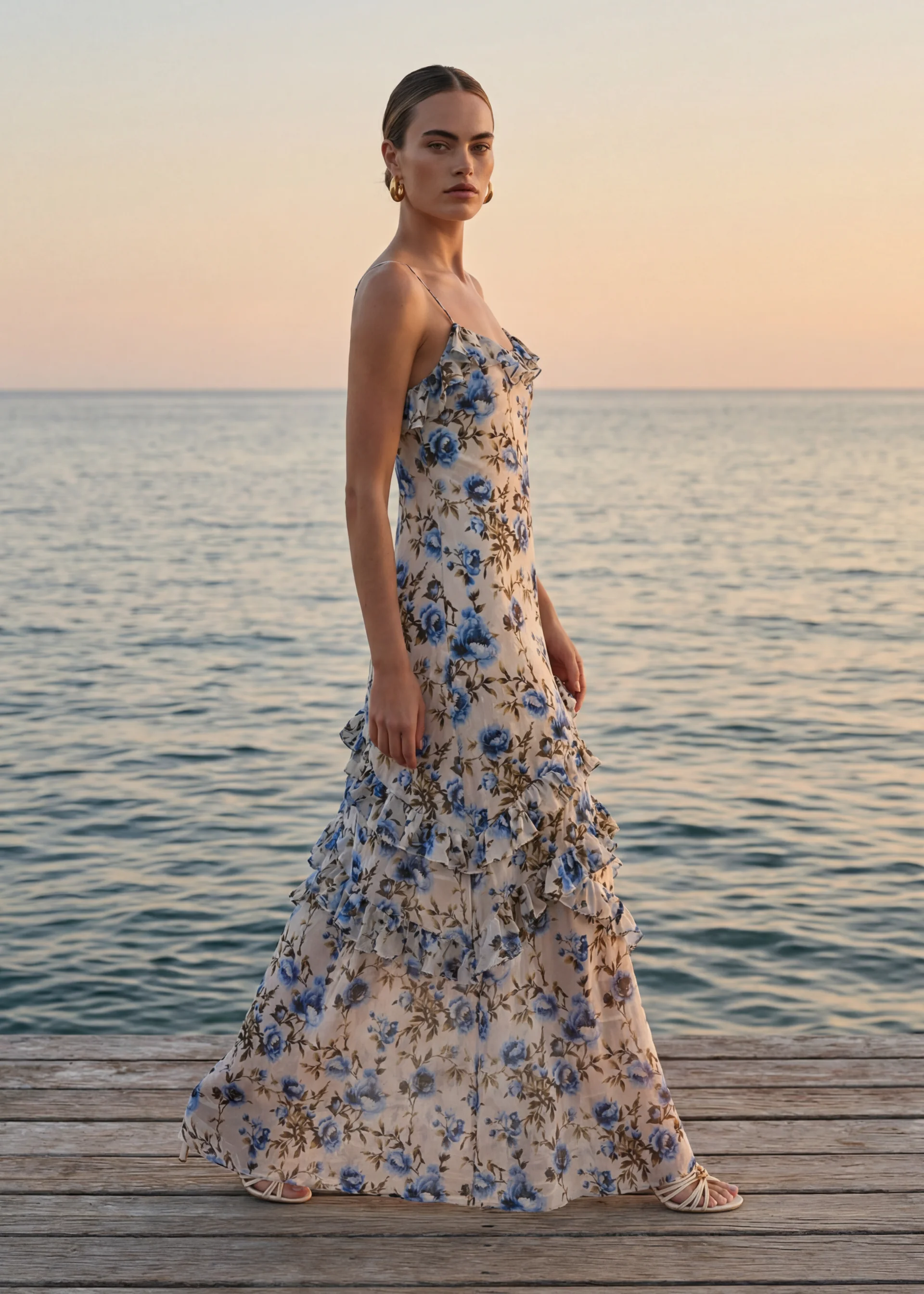 ELOUISA BURNOUT CHIFFON GOWN DAYDREAM - 1