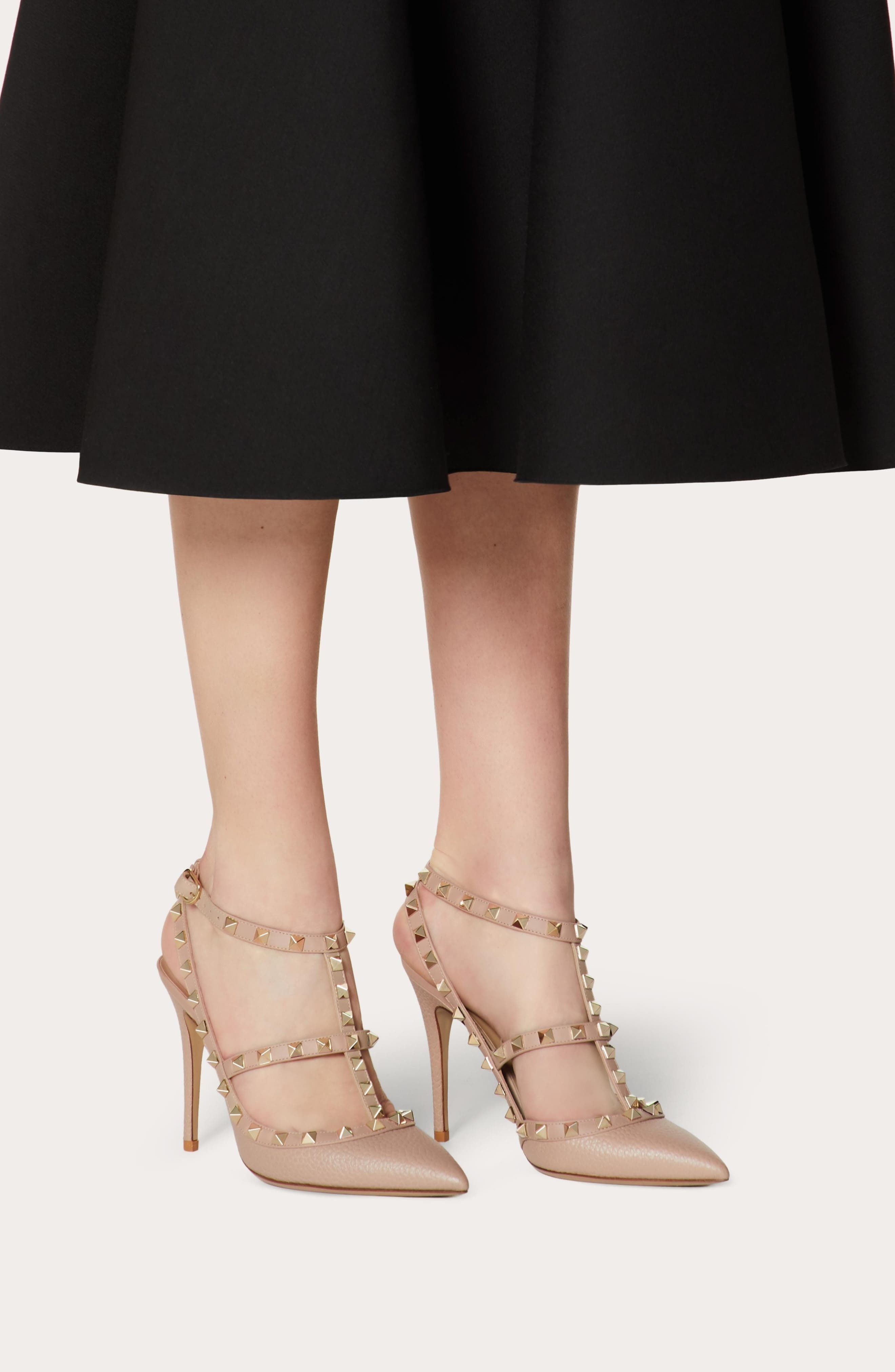 Valentino Garavani Rockstud Ankle Strap Pointed Toe Pump in Poudre at Nordstrom - 2
