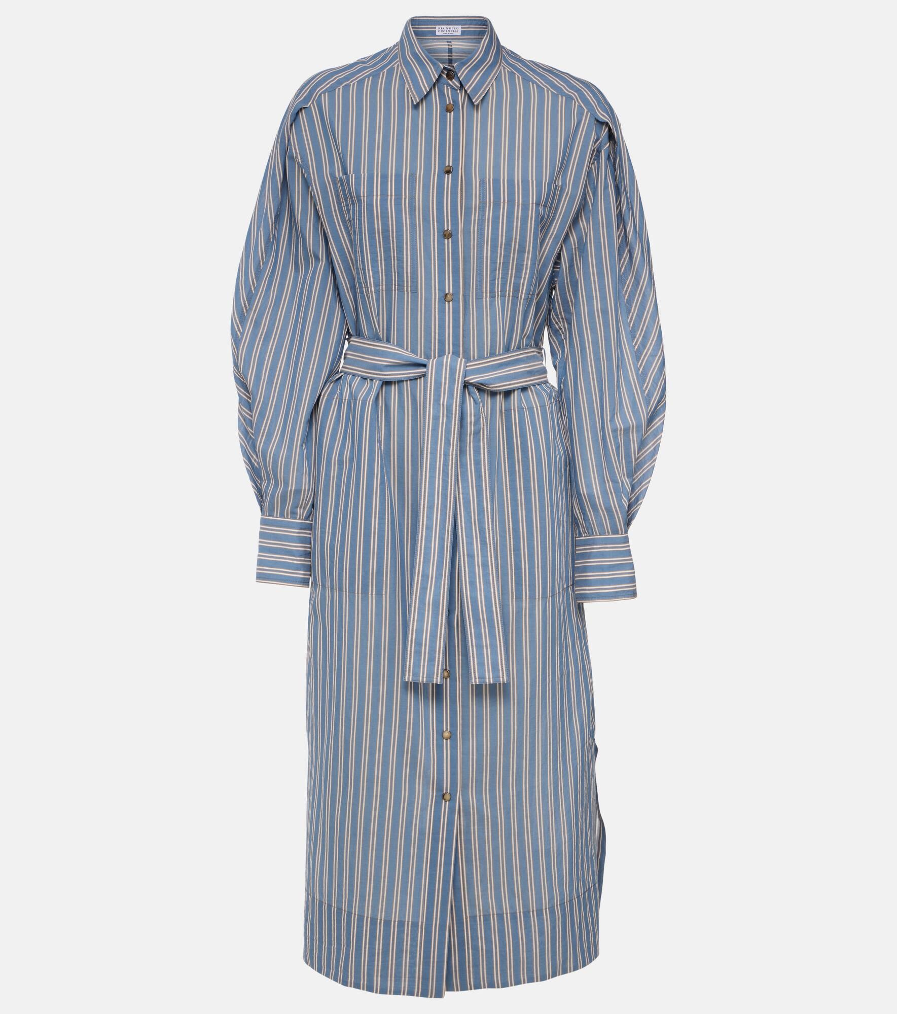 Striped cotton and silk shirt dress - 1