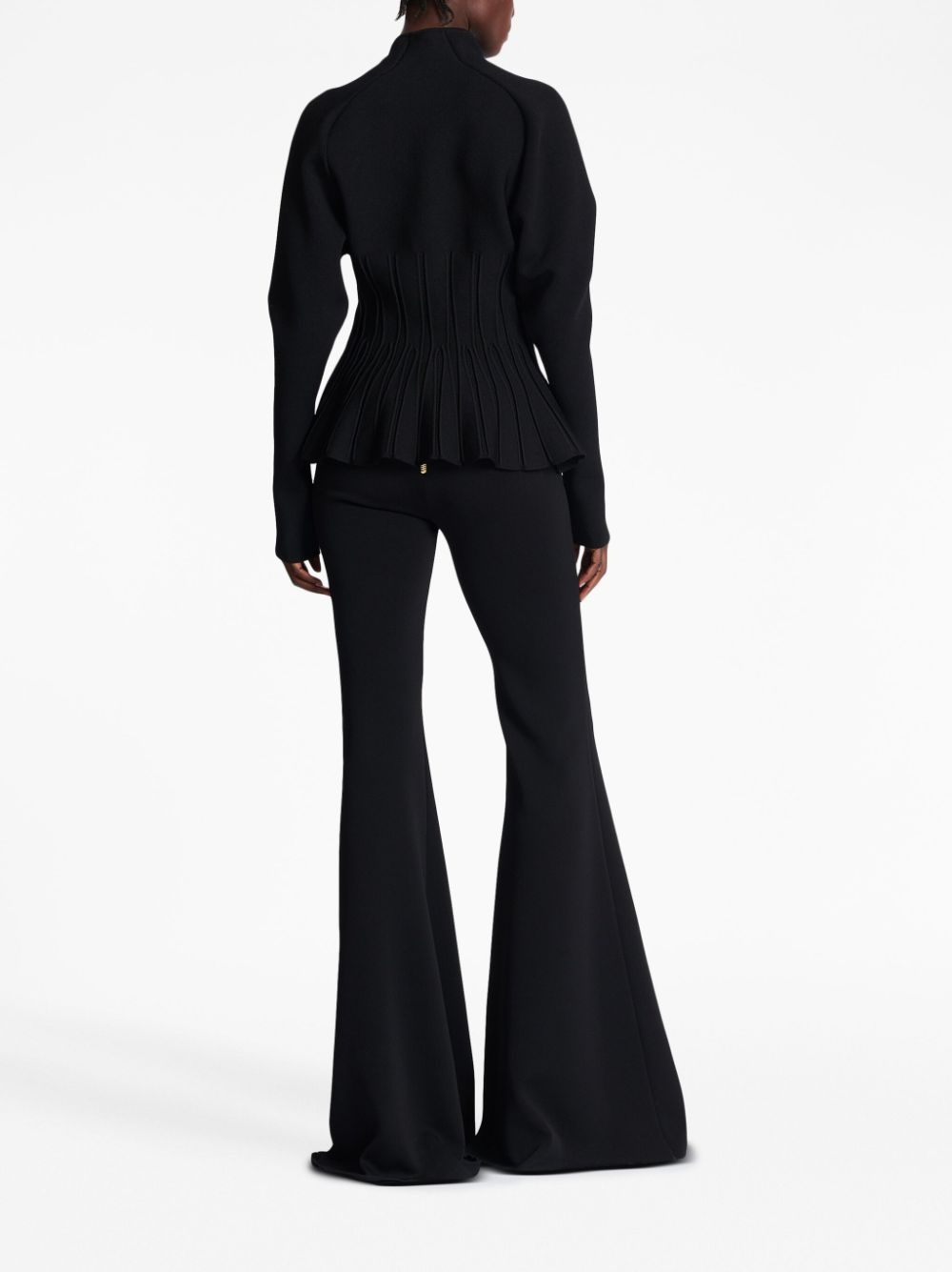 rib-knit pleated cardigan - 4