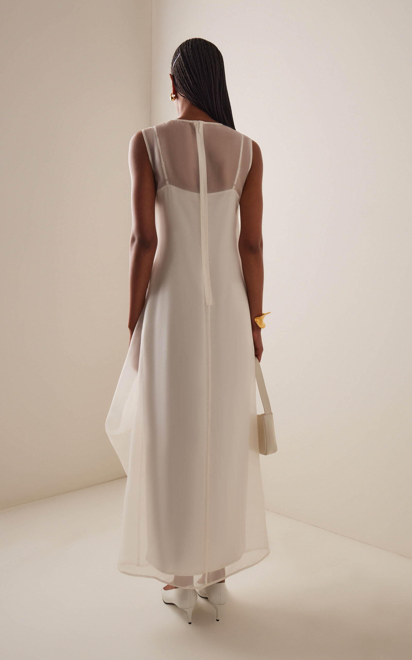Viola Silk Midi Dress ivory - 4