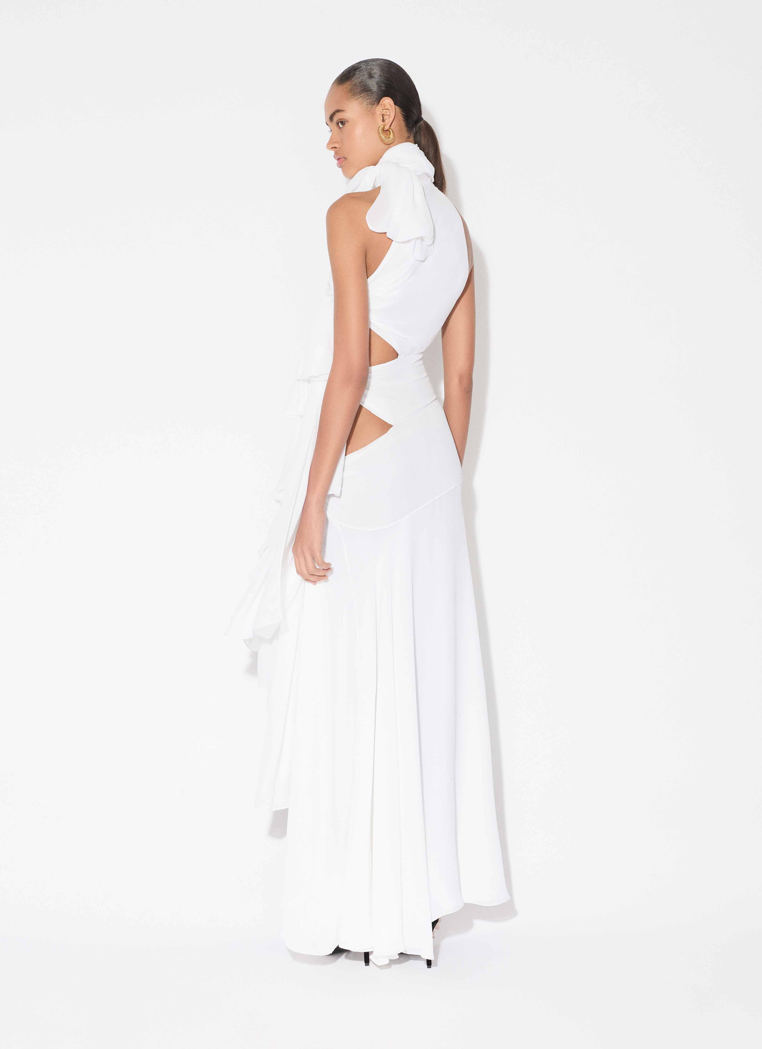 LIGHT GEORGETTE ASYMMETRICAL BOW DRESS - 3