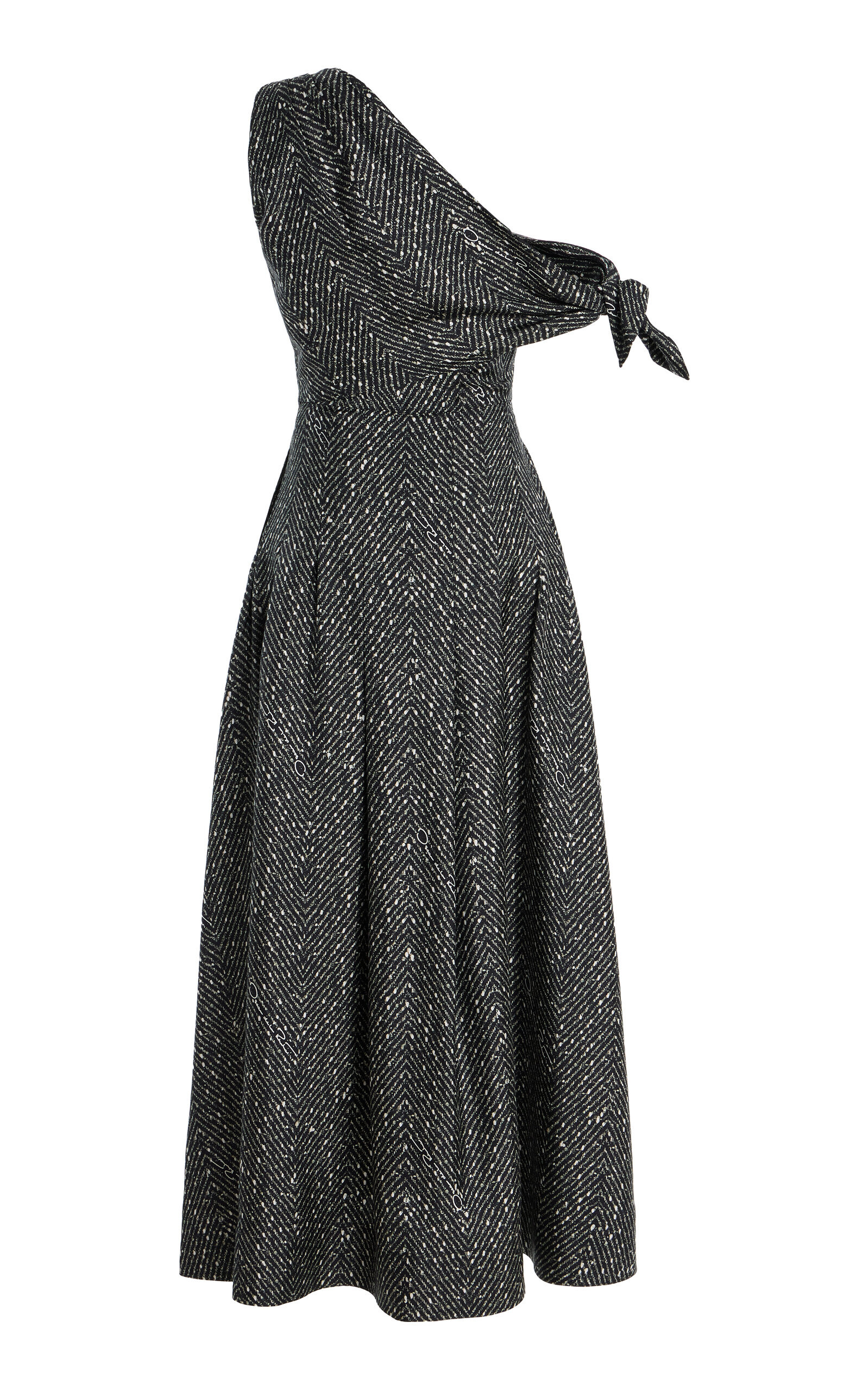 One-Shoulder Silk-Twill Maxi Dress dark grey - 5