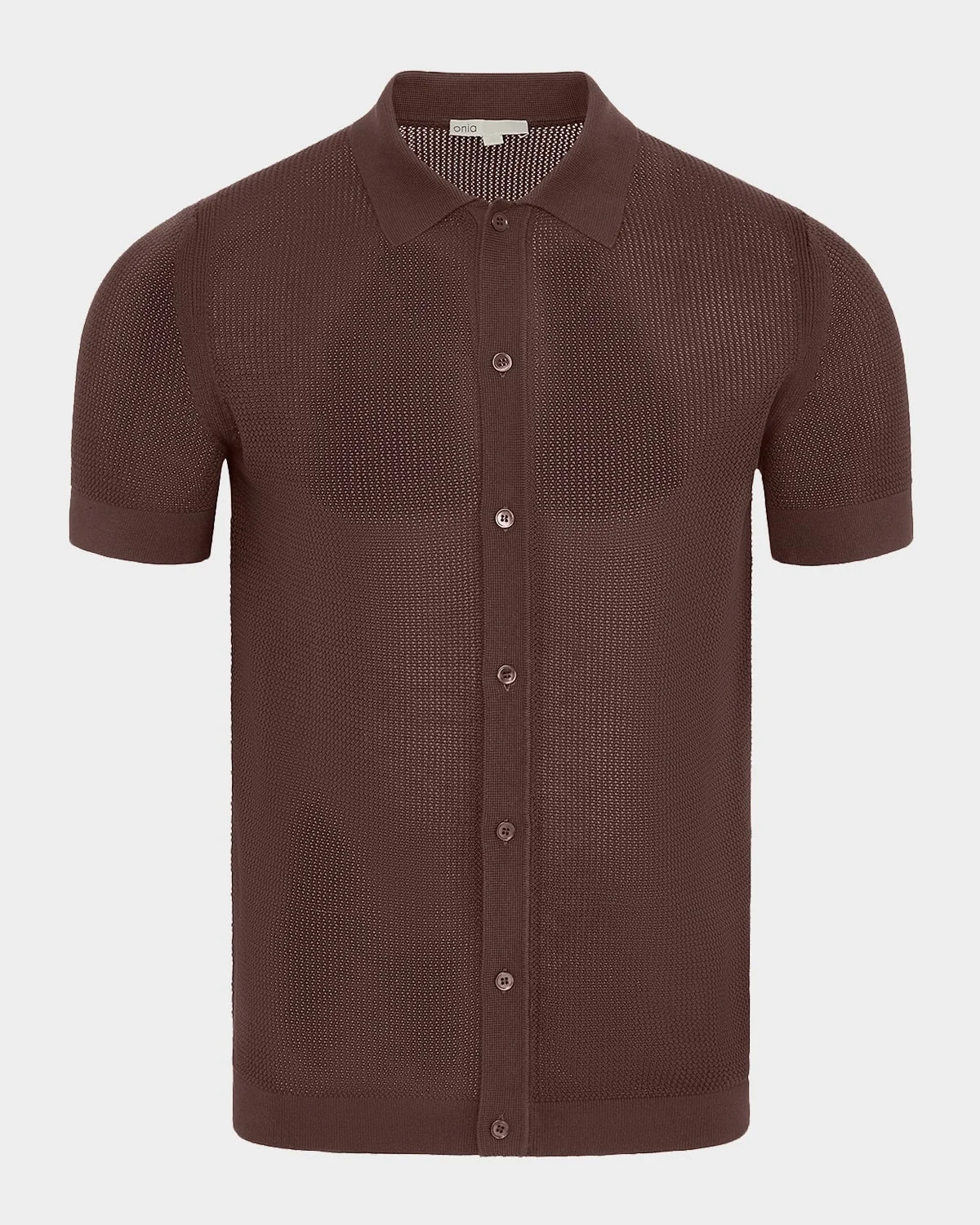Men's Cotton Crochet Knit Short-Sleeve Shirt - 1