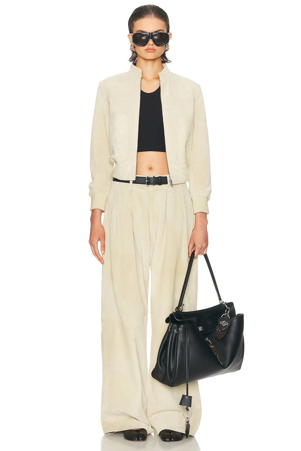 Pleated Wide Leg Leather Pant - 5