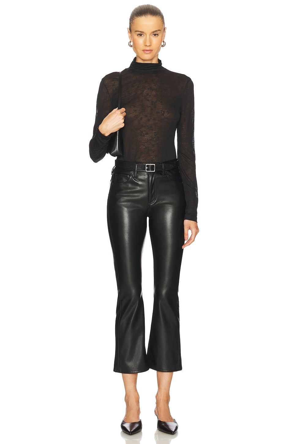 Peyton Faux Leather Flare Pant - 5