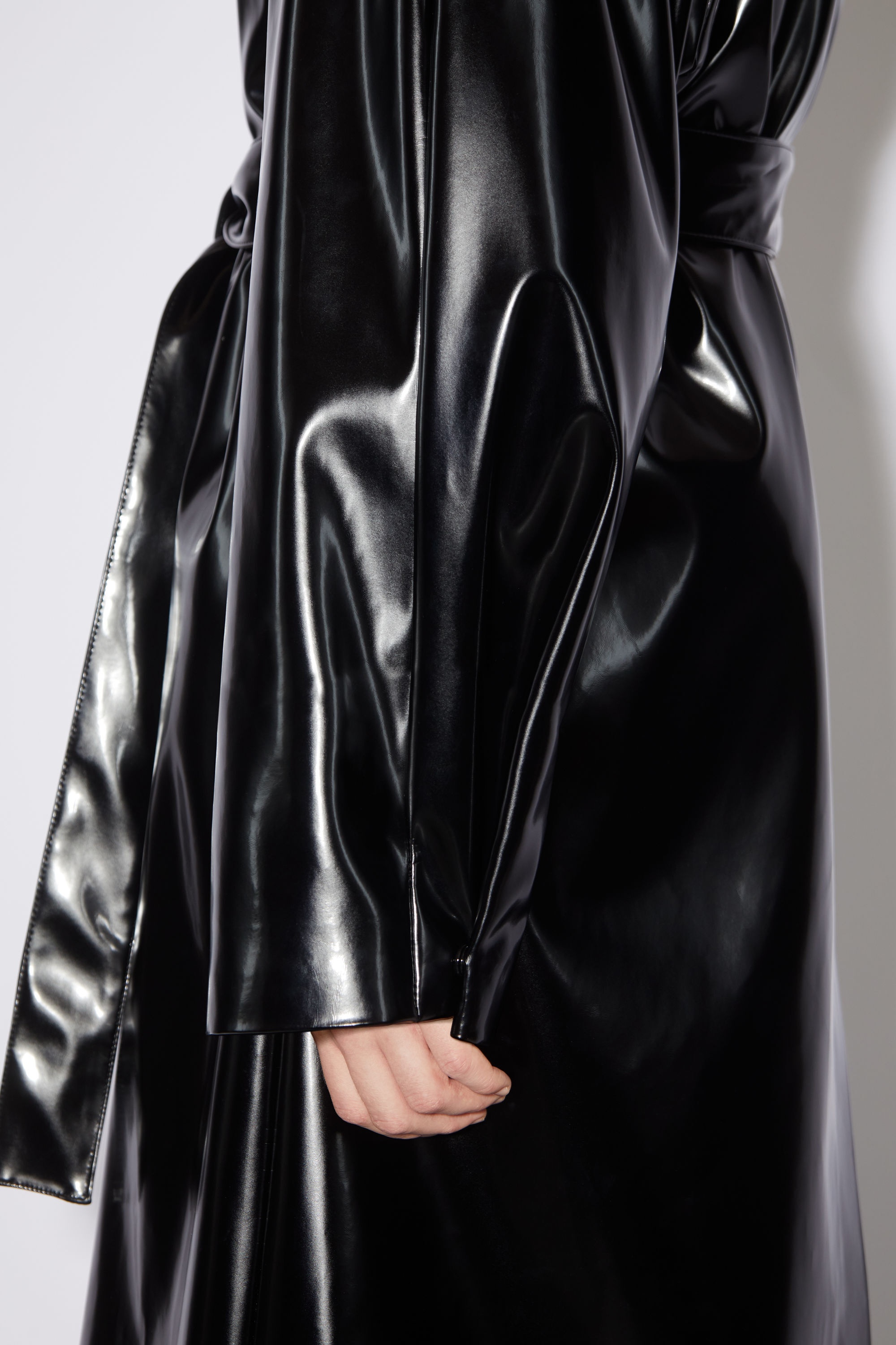 Belted coat - Black - 5
