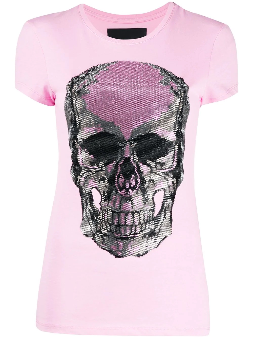 rhinestone-skull jersey t-shirt - 1