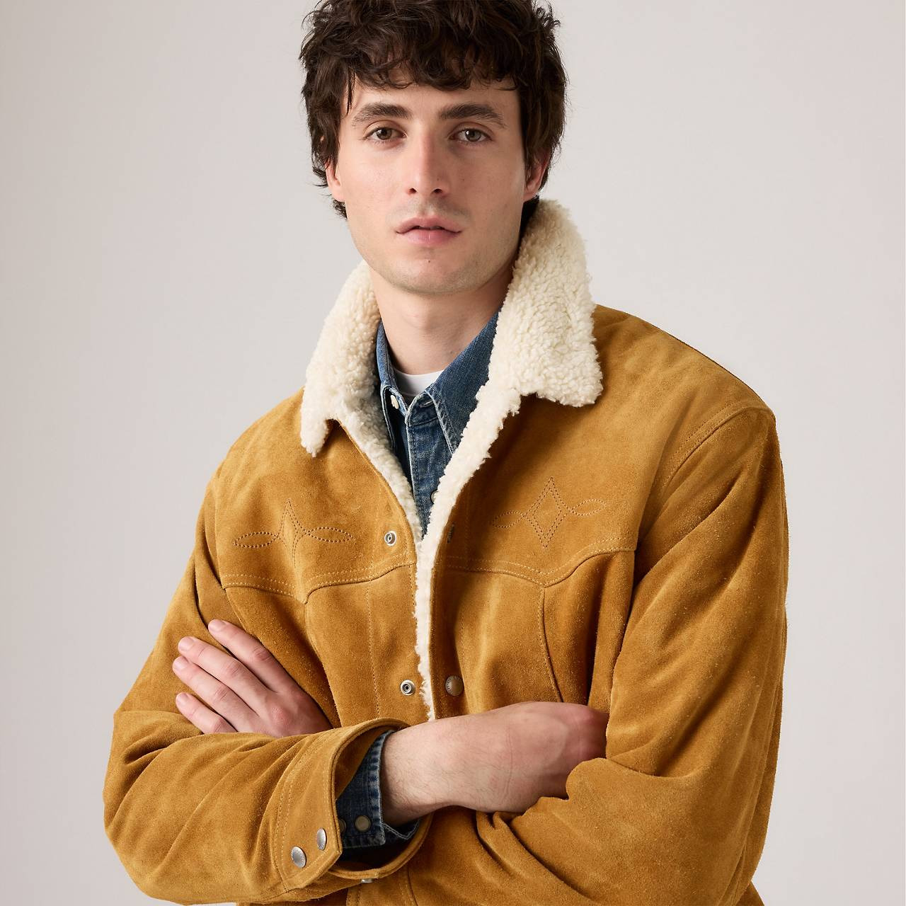 WESTERN SUEDE SHERPA TUCKER JACKET - 5