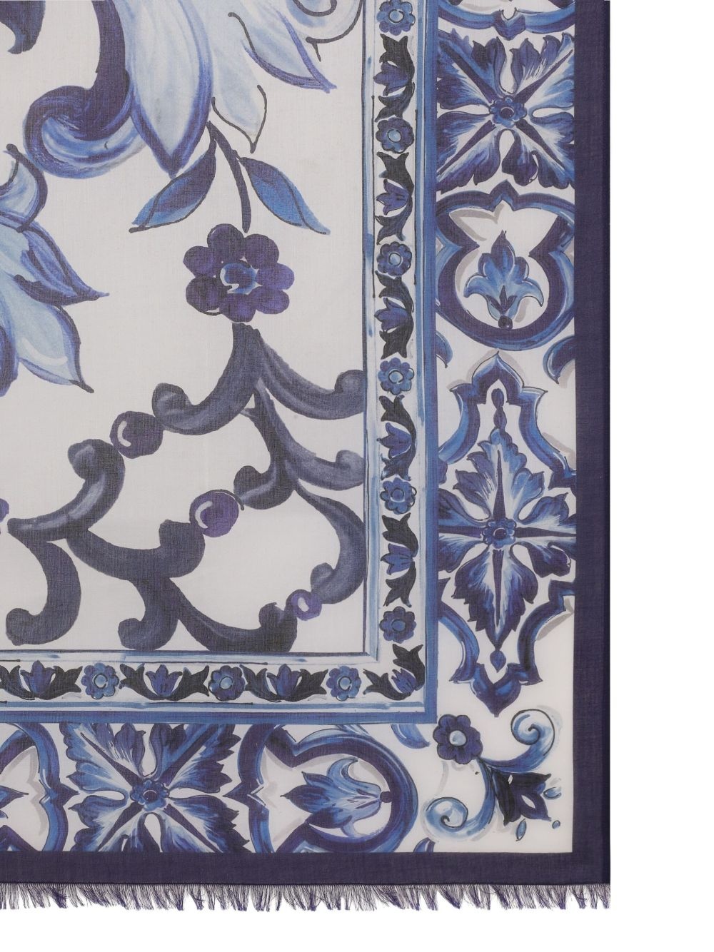 Majolica-print fringed sarong - 2
