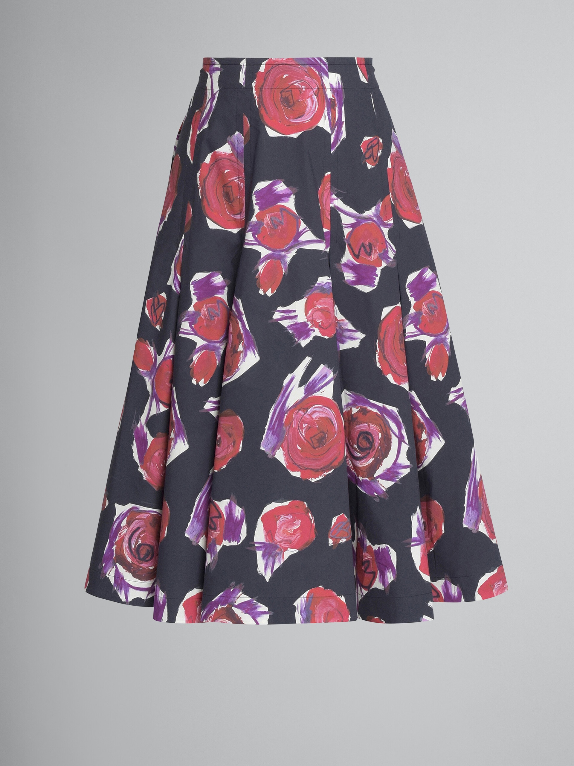 SPINNING ROSES PRINT POPLIN BALLOON SKIRT - 1