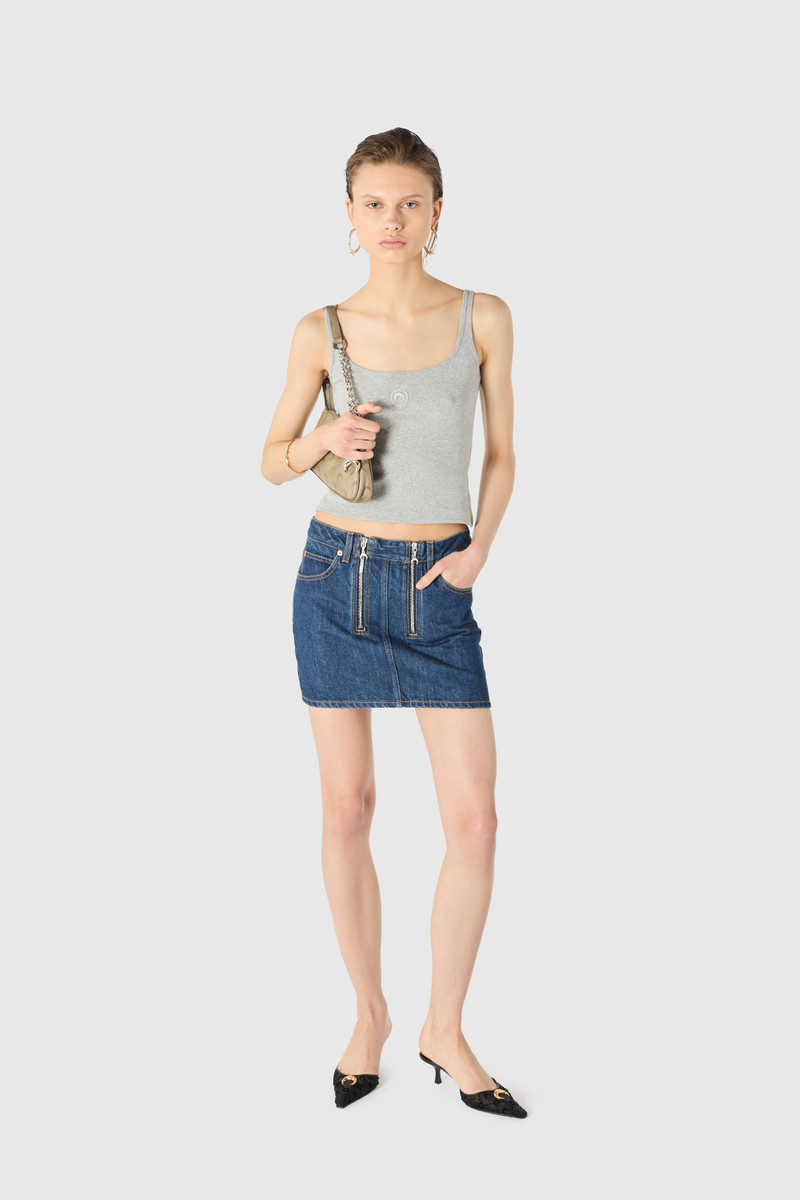 Marine Serre Midnight blue zipped mini skirt outlook
