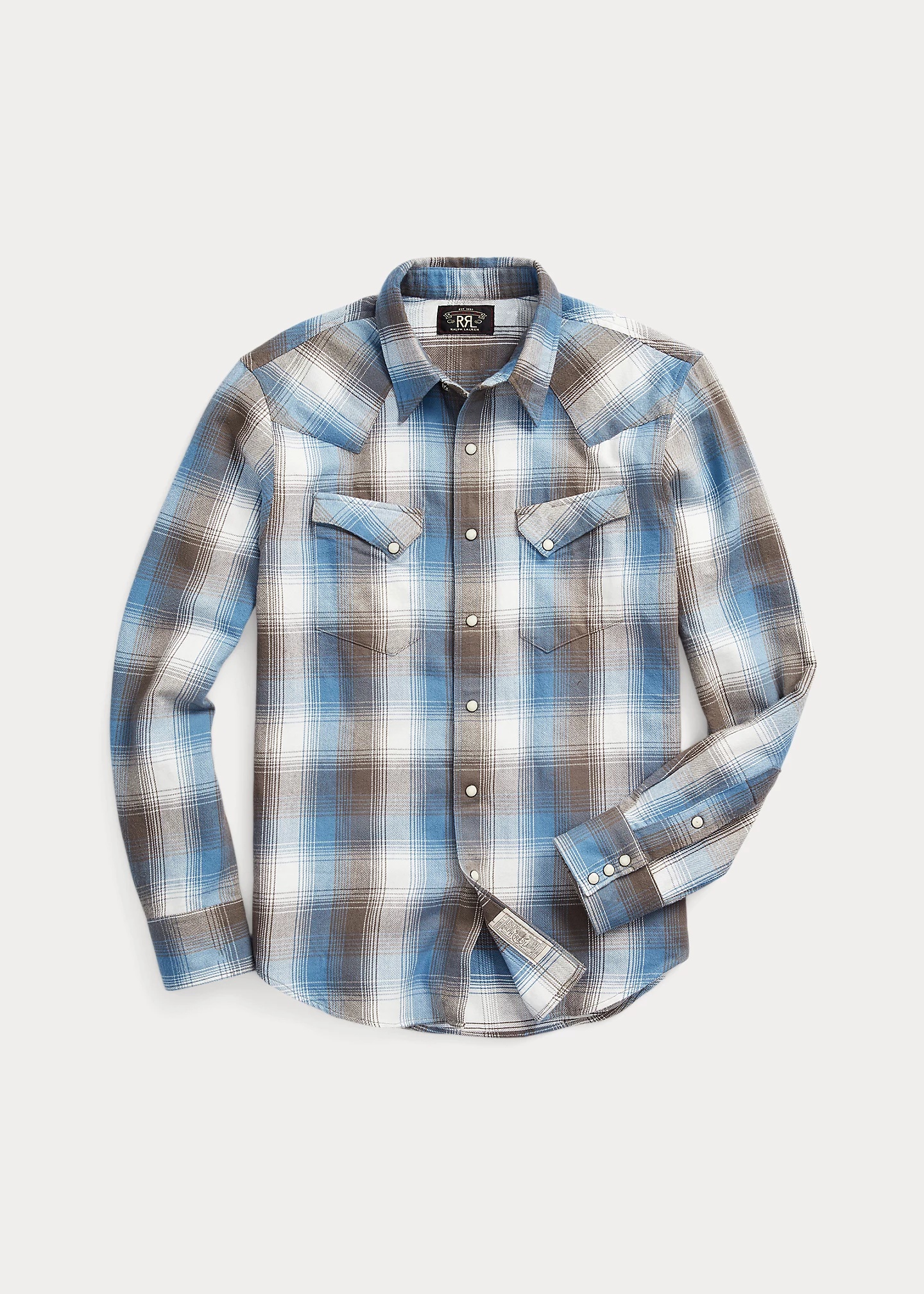 Slim Fit Plaid Twill Western Shirt - 1