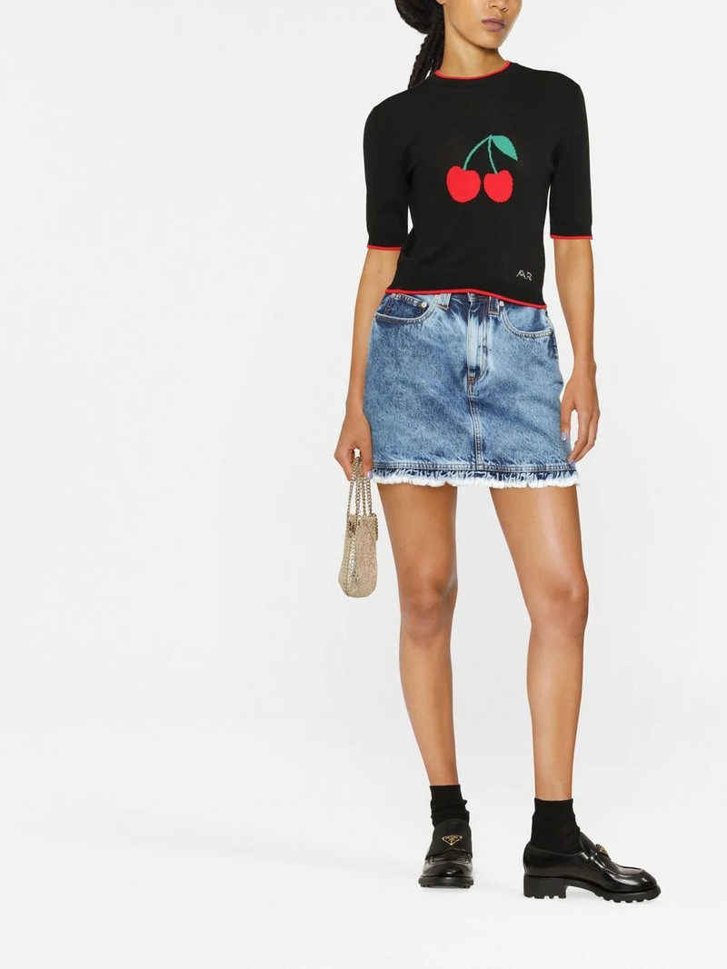 Alessandra Rich acid-wash denim skirt outlook