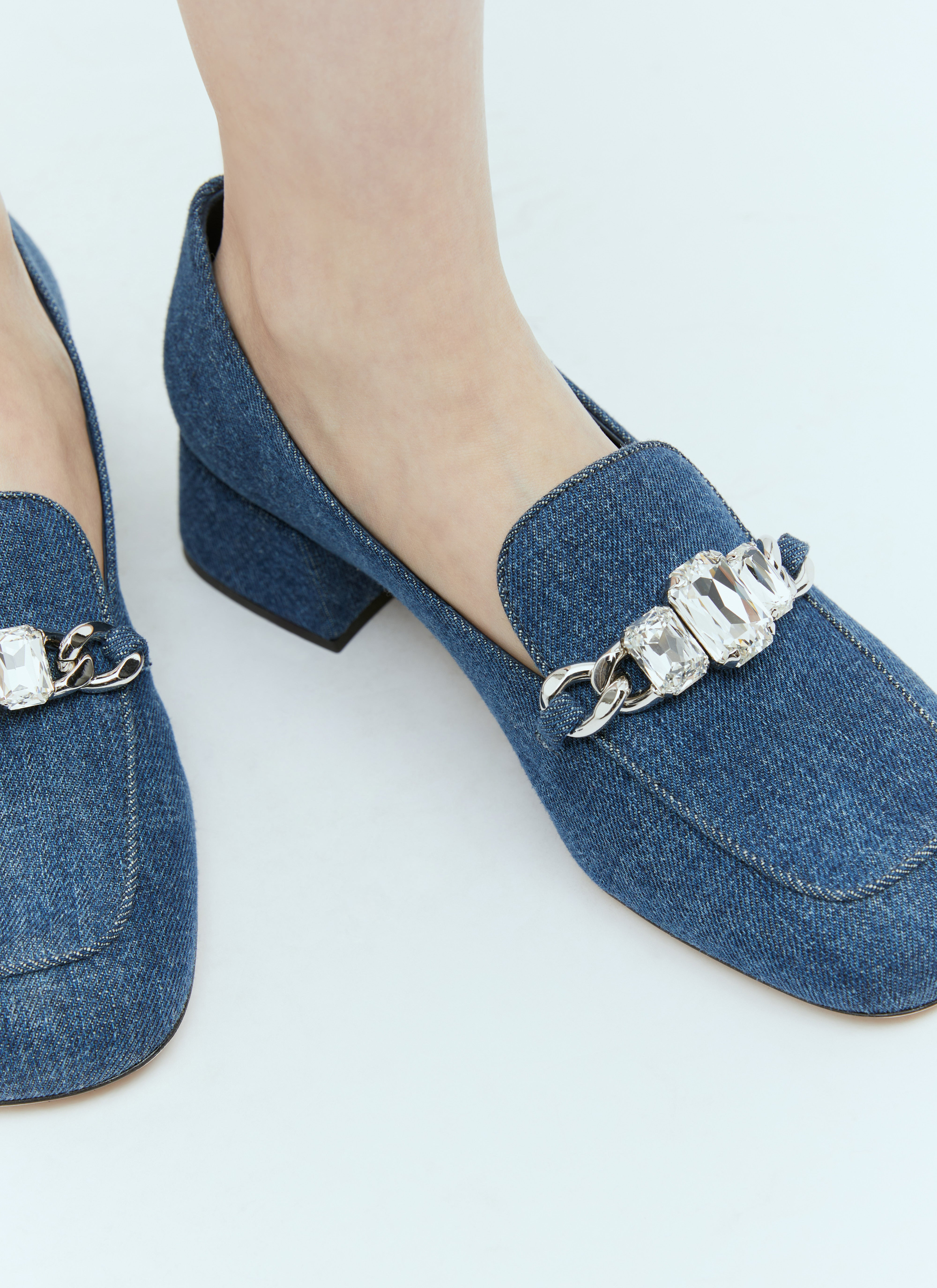 Miu Miu Women Crystal Embellished Denim Pumps - 2