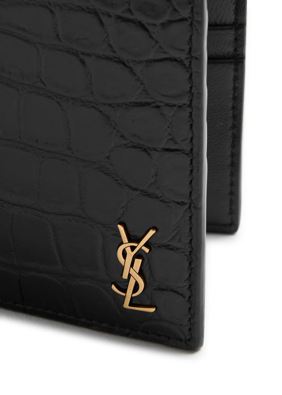 Saint Laurent Logo Crocodile-effect Leather Wallet - 4