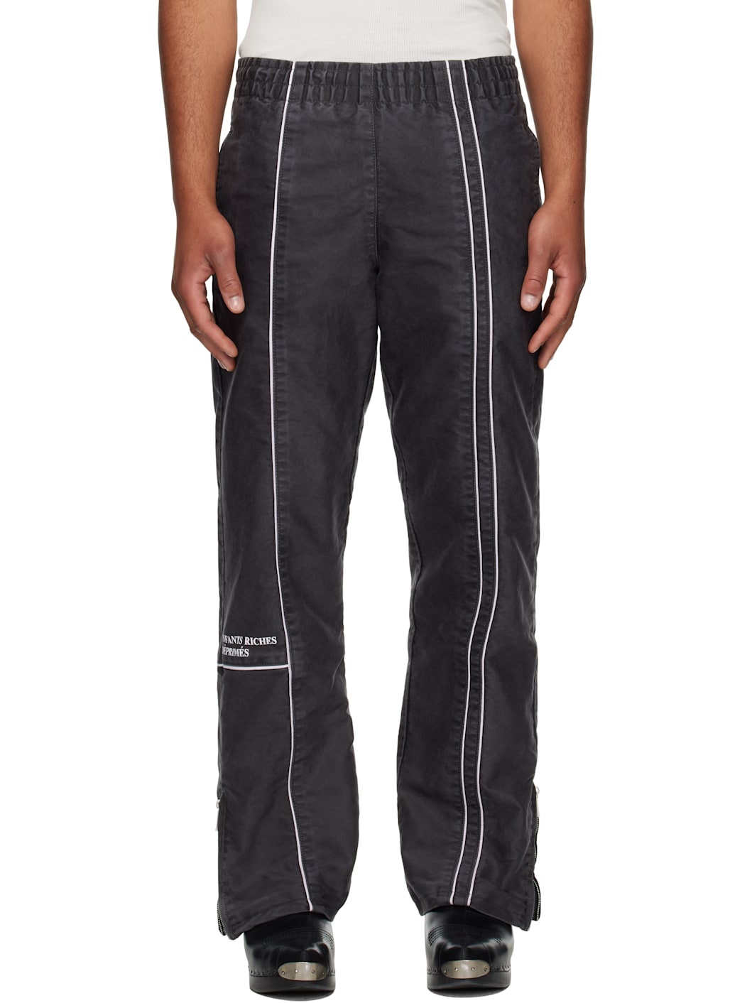Black Paneled Track Pants - 1