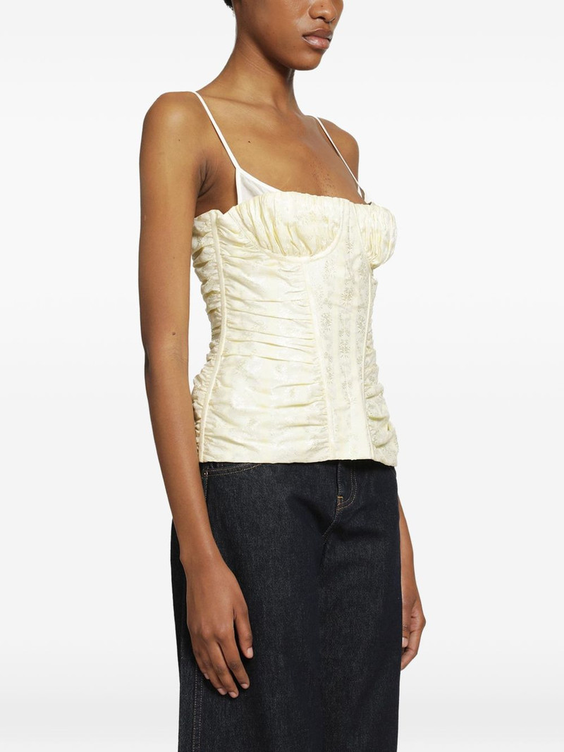 Alexander McQueen floral-jacquard ruched corset top outlook