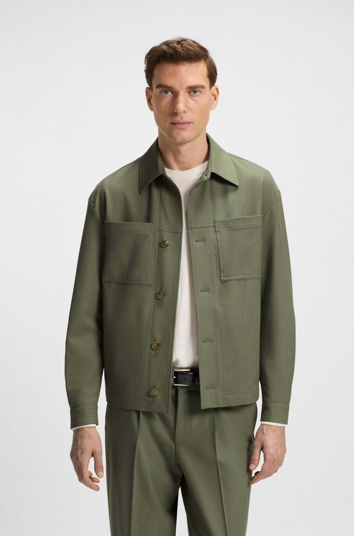 RELAXED-FIT OVERSHIRT IN MACHINE-WASHABLE PERFORMANCE-STRETCH FABRIC - 2