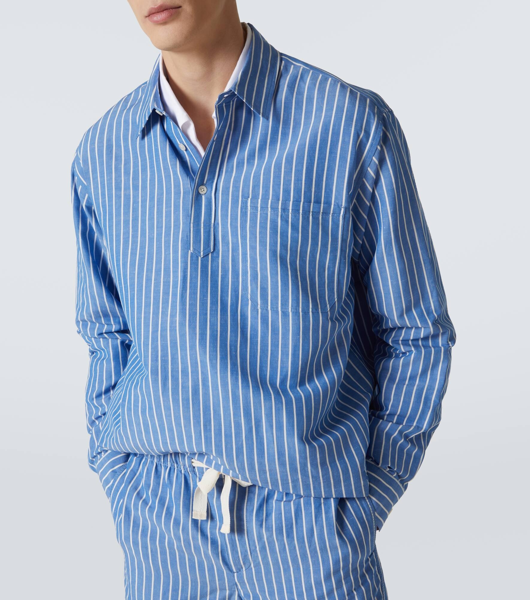 Striped linen and cotton shirt - 5