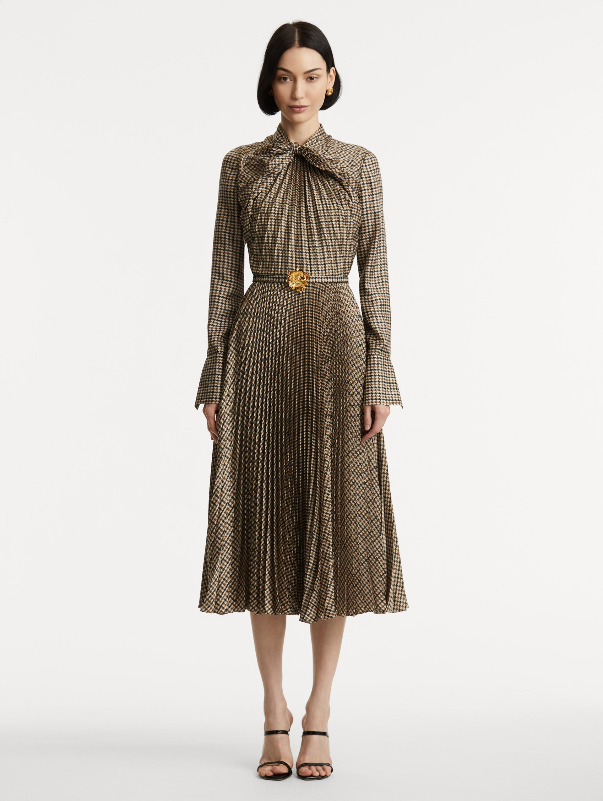 PIED DE POULE TIE-NECK DRESS - 2