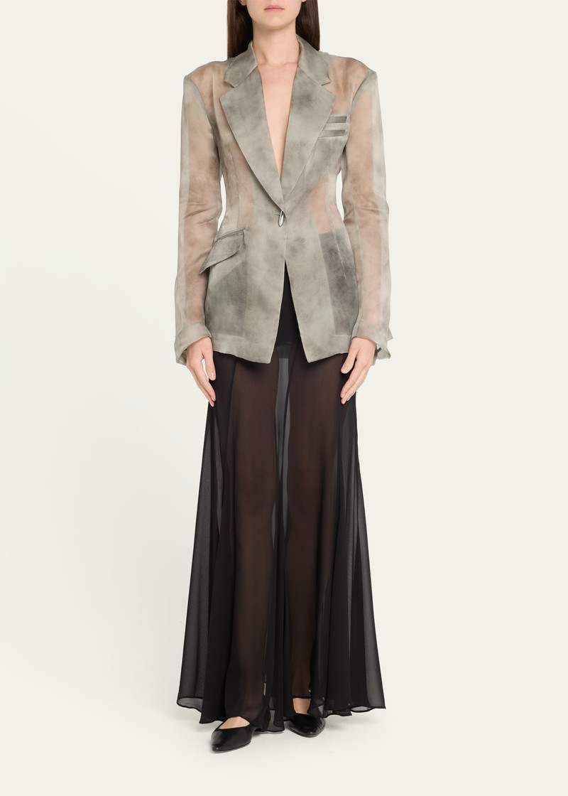 GRACE LING Single-Button Sheer Silk Organza Blazer outlook