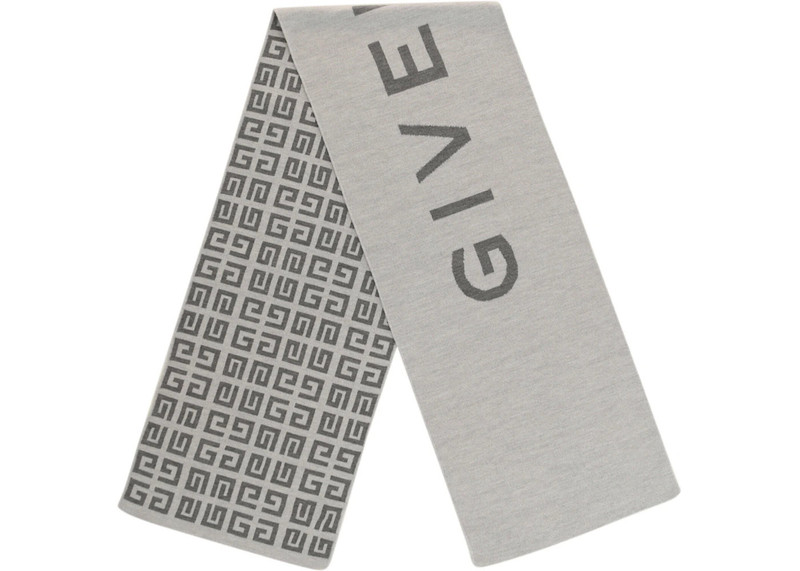 Givenchy Givenchy Reversible Logo Wool Scarf Pearl Grey outlook