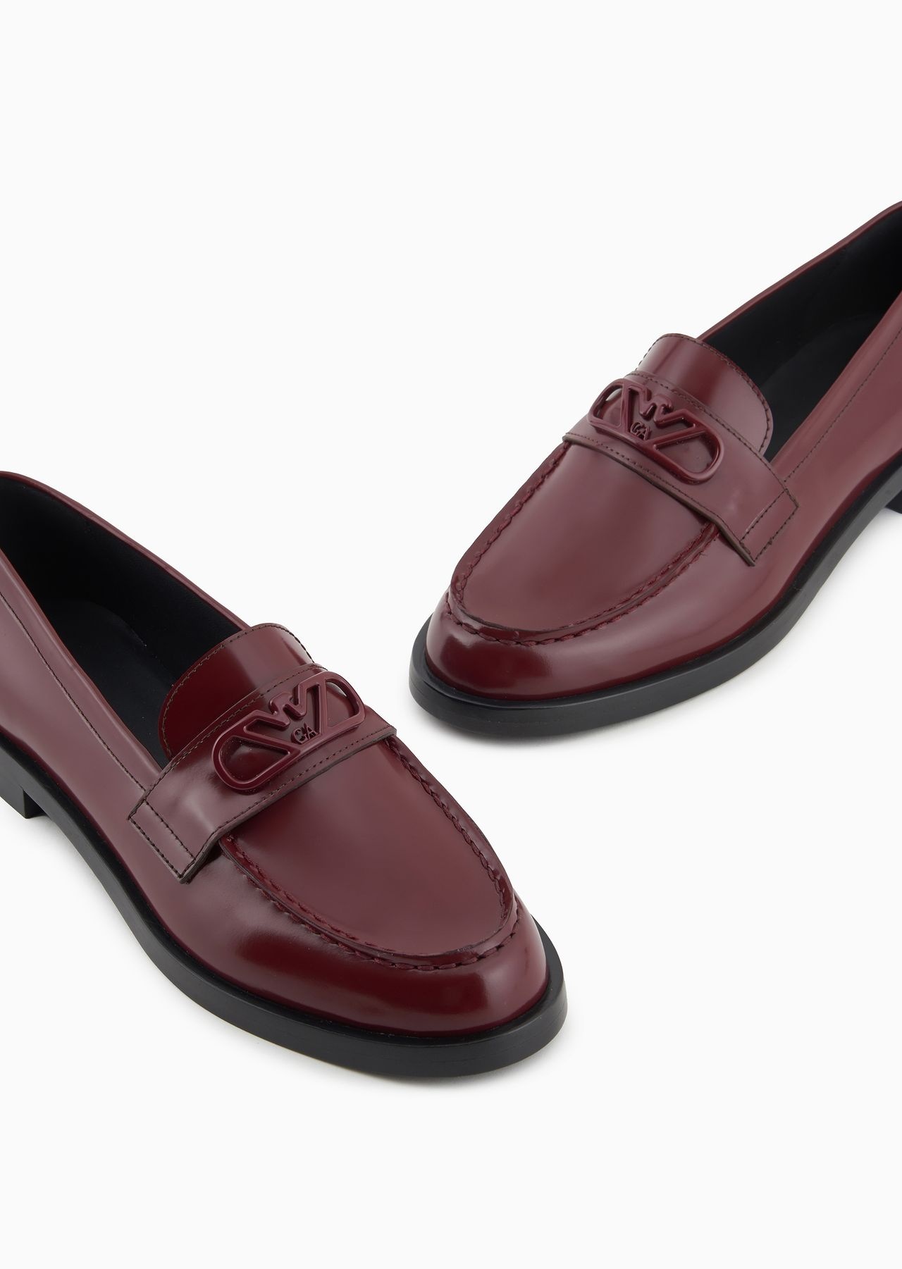 Brushed leather loafers with eagle plate - 5