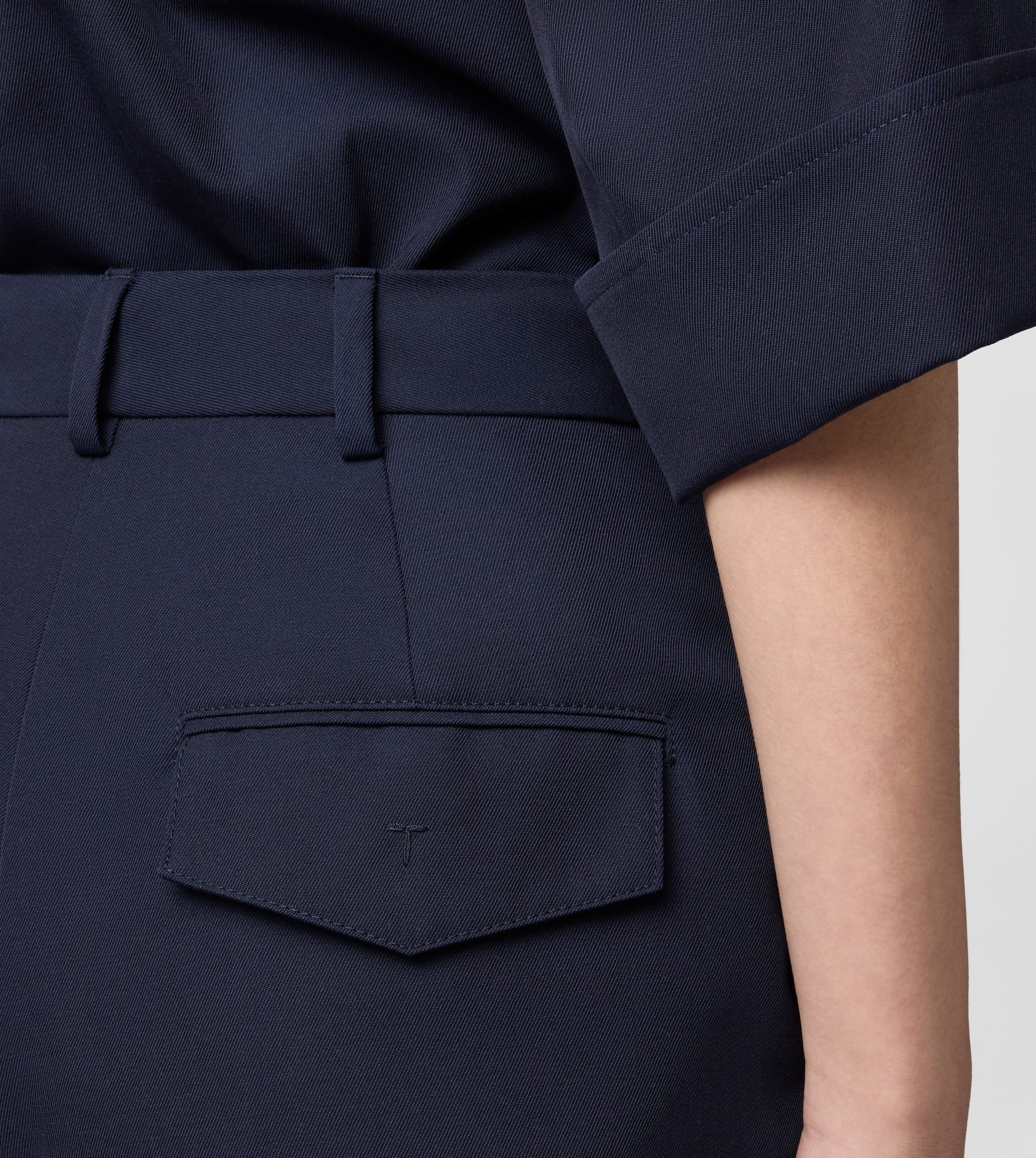 PANTS IN COTTON BLEND WOOL - BLUE - 4