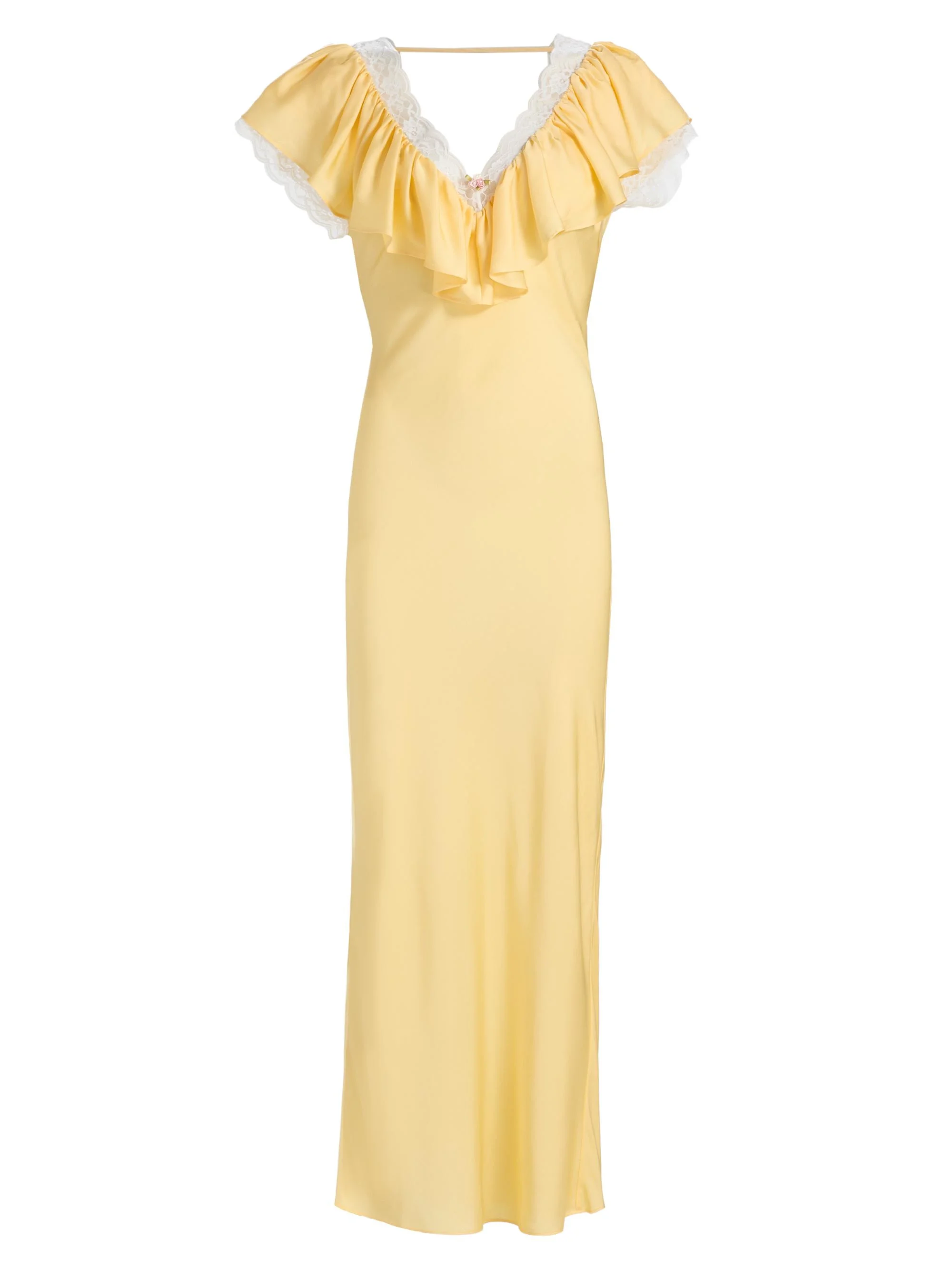 Women's Gracie Lace Silk-Blend Ruffle Maxi Dress - Citrine - 1