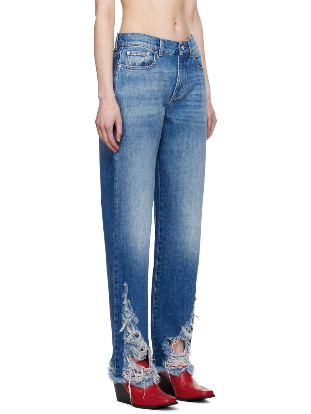 Blue Distressed Jeans - 2