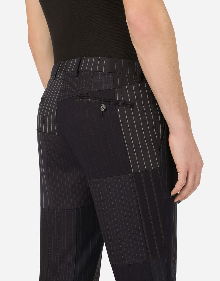 Tailored stretch wool patchwork pants - 5