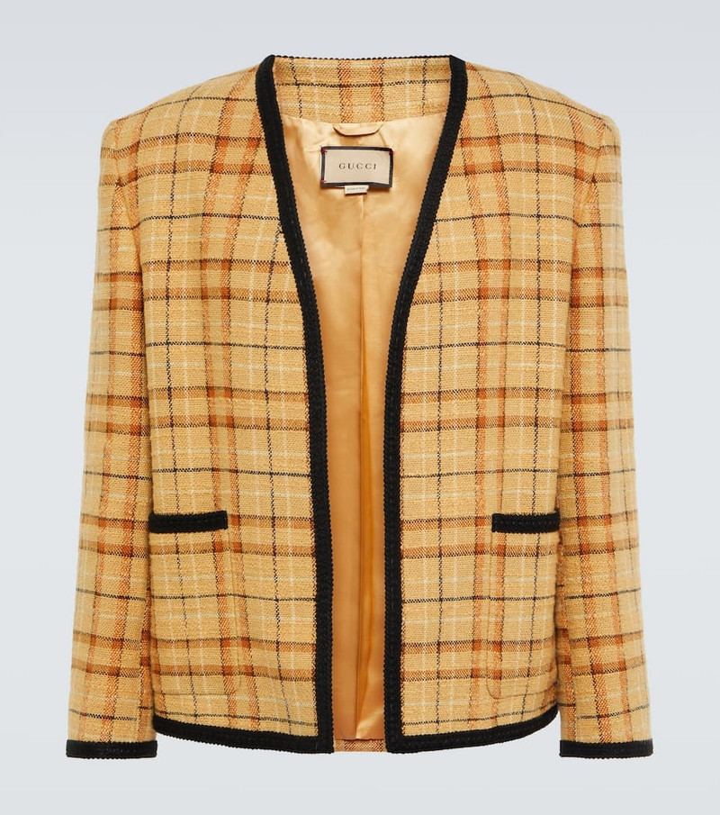checked long-sleeve blazer 1