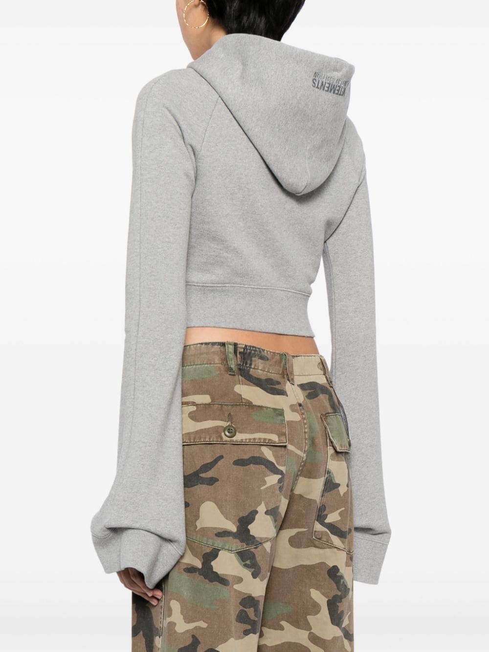 logo-embroidered flared-sleeve hoodie - 4