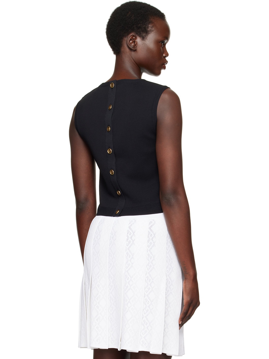 Black Sleeveless V-Neck Vest - 3