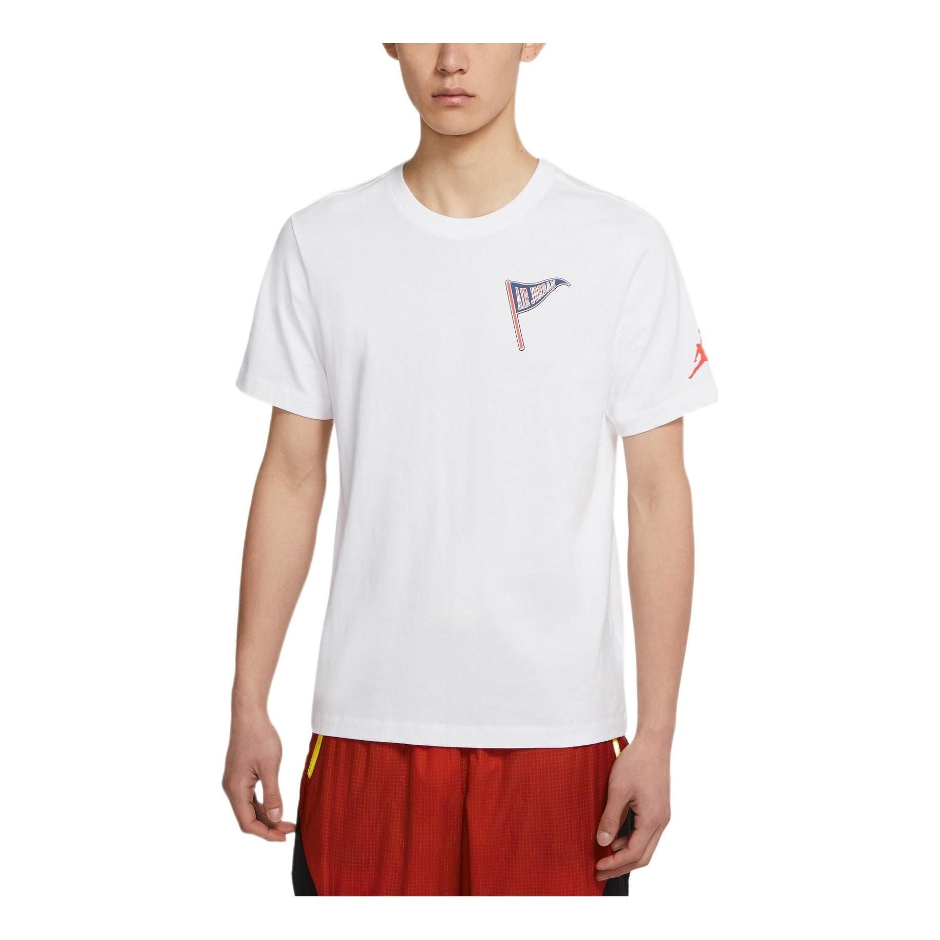 Air Jordan Aj23 Varsity Cotton Round Neck Back Alphabet Pullover Short Sleeve White DQ6075-100 - 1