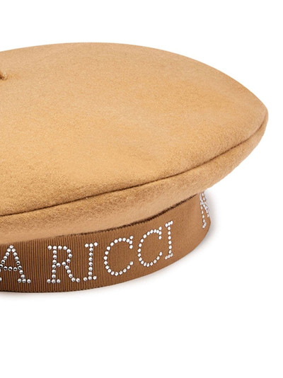 NINA RICCI logo-print crystal-embellished beret outlook