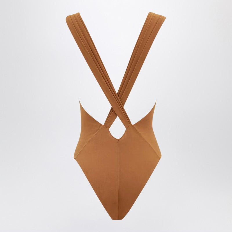 Saint Laurent Brown Silk-Blend Crossover Bodysuit Women - 2