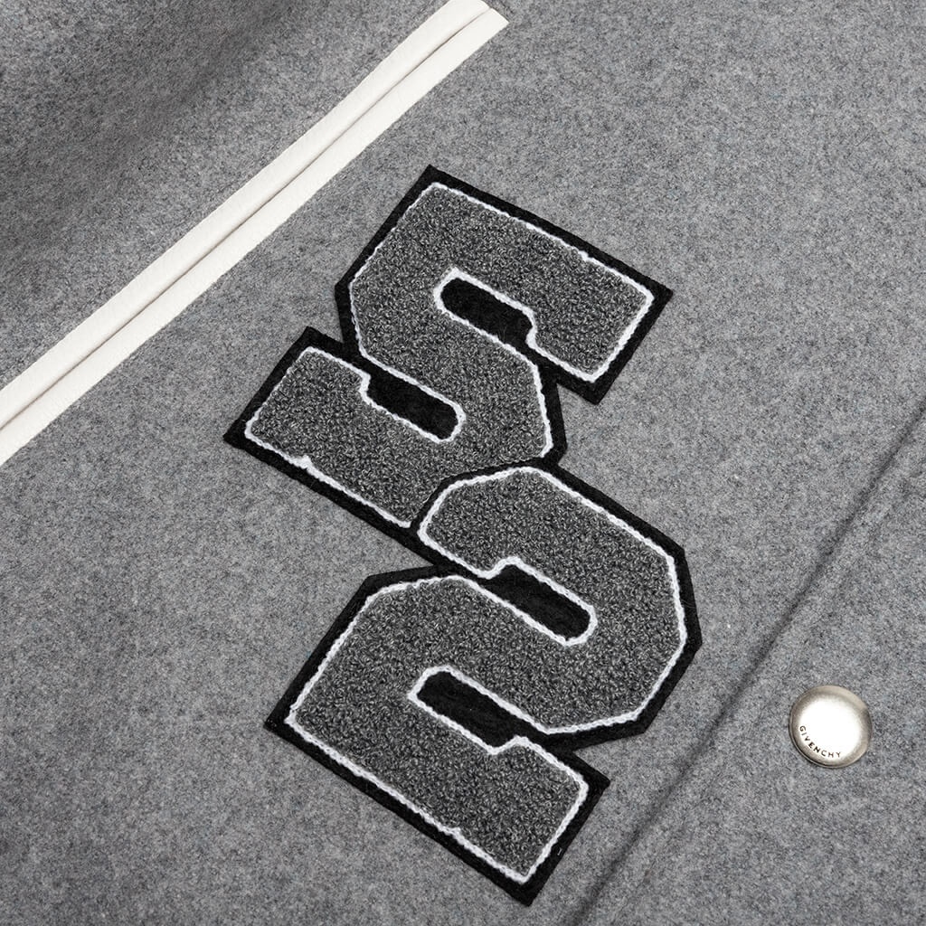 VARSITY BOMBER JACKET W/ PATCHES - GREY/WHITE - 3