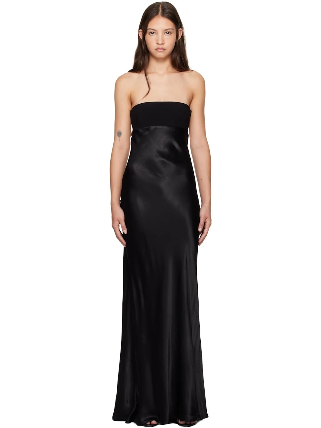 Black Zari Strapless Maxi Dress - 1