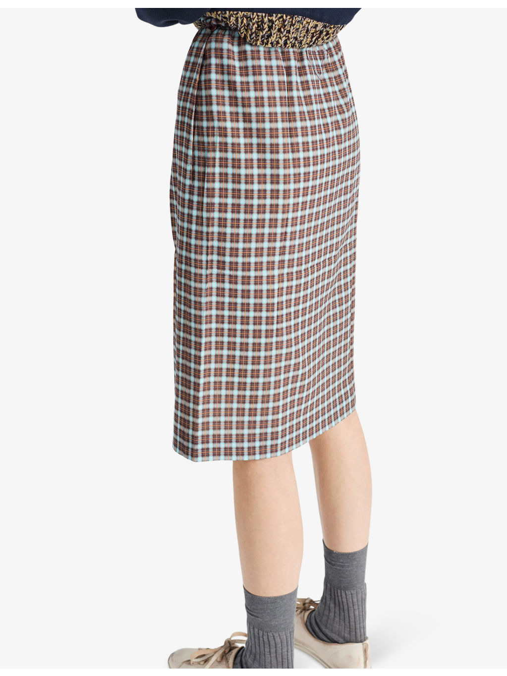 Checked Stretch-Silk Midi Skirt - 5