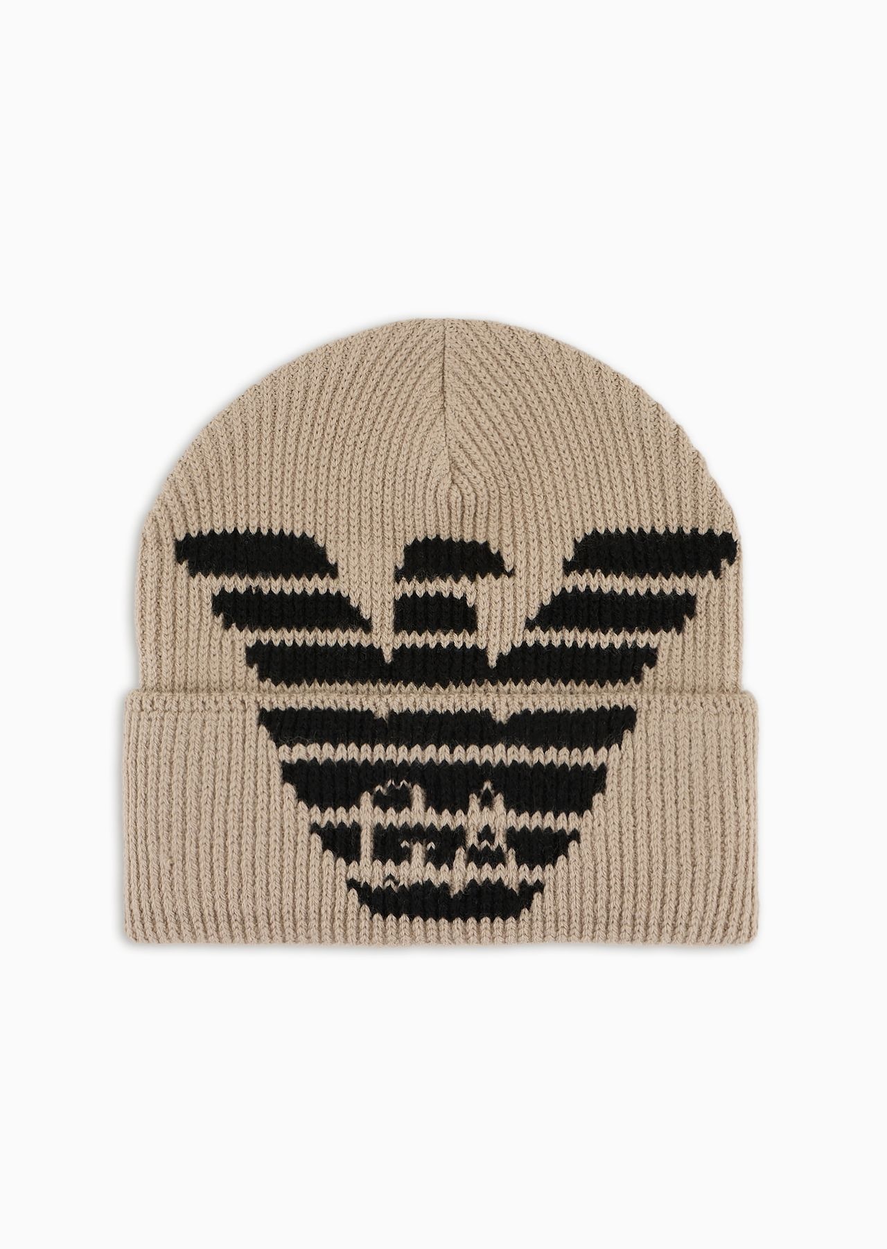 Ribbed wool-blend beanie with oversized jacquard eagle - 1