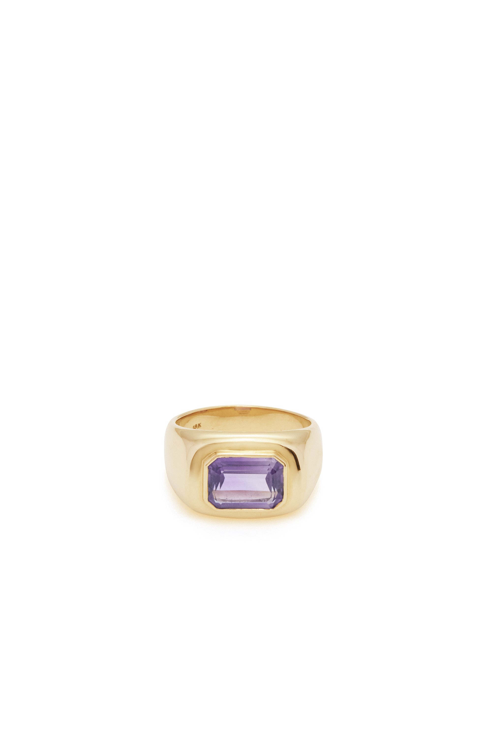 Large Ring in 18K Yellow Gold & Amethyst Stone - 3