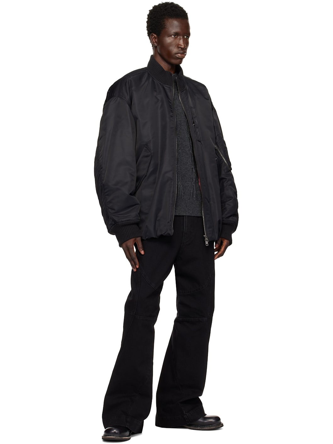 Black Over Fit MA-1 Bomber Jacket - 4