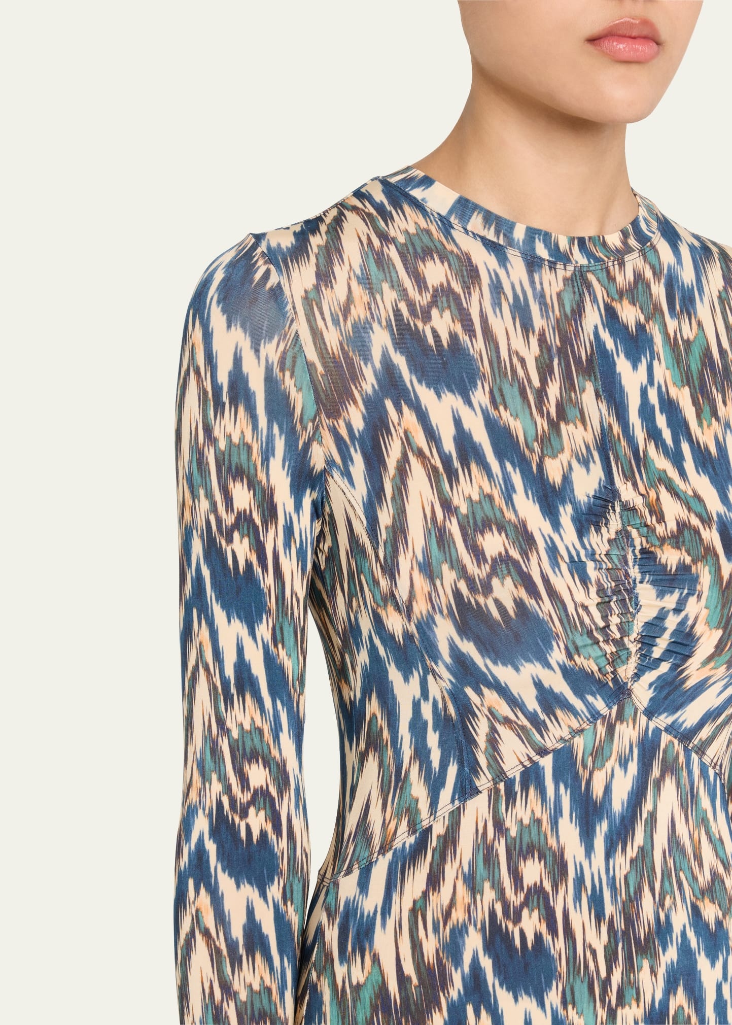 Naia Long-Sleeve Ruched Midi Dress - 5