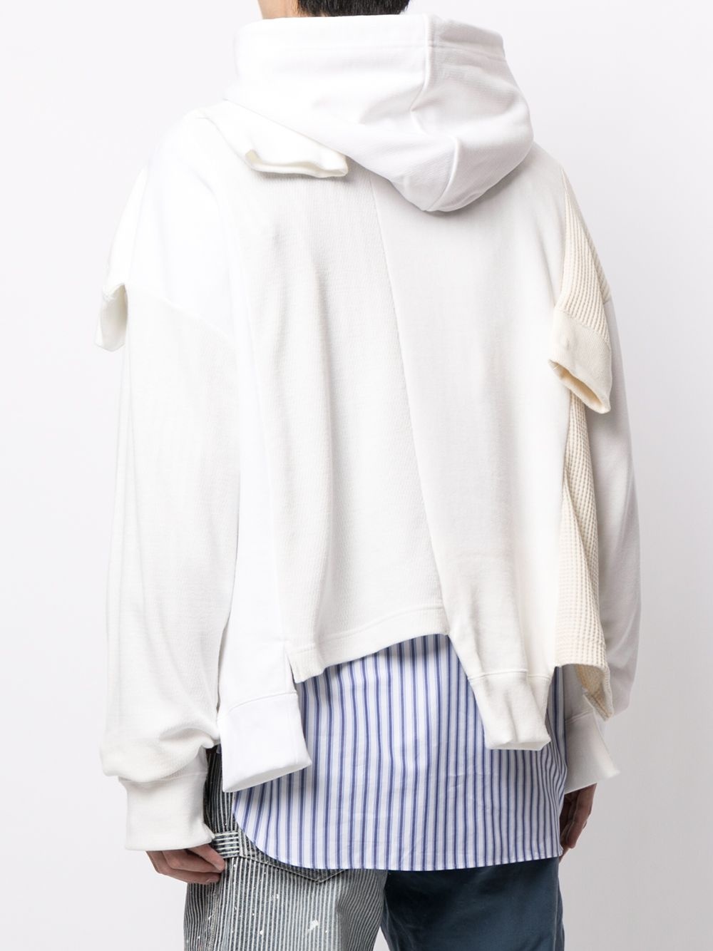 knitted panel asymmetric hoodie - 4