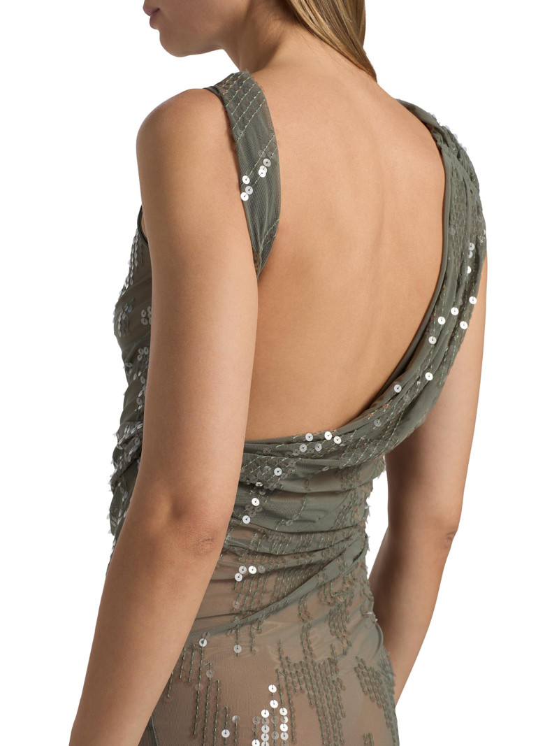 Women's Sheer Sequined Minidress - Jade Transparent 6