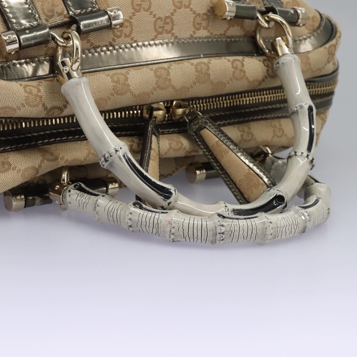 GUCCI Bamboo GG Canvas Hand Bag Beige - 8