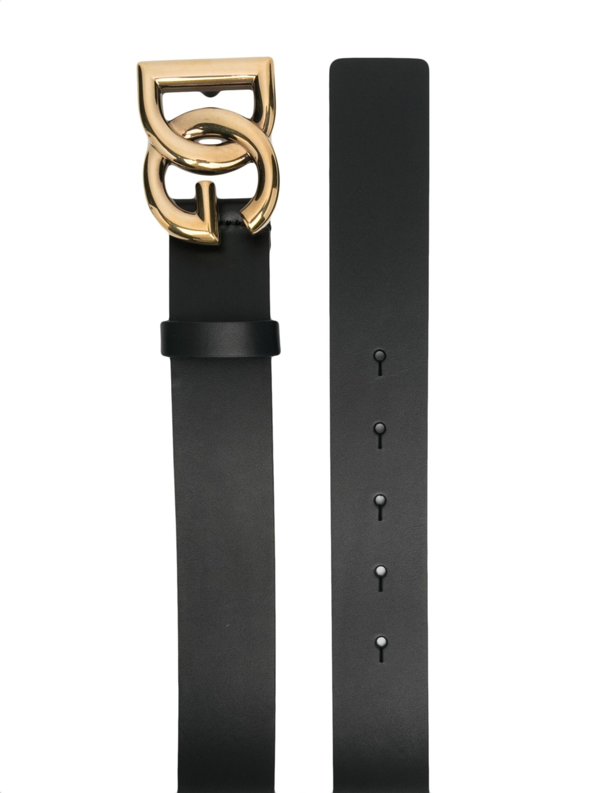 black DG logo leather belt - 2
